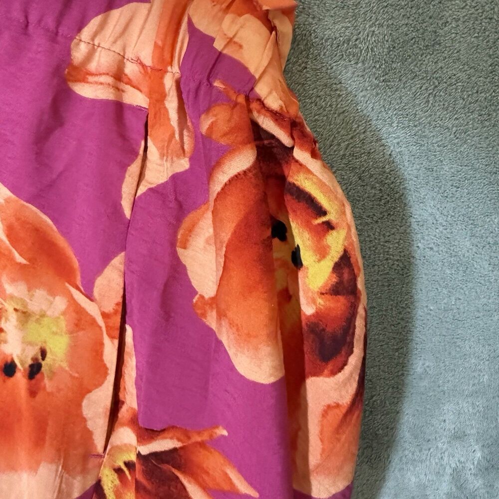 Chico's Floral Pants 4T Tall Wide Leg Pockets Beachy Pink Orange Flowy Resort - Picture 10 of 10